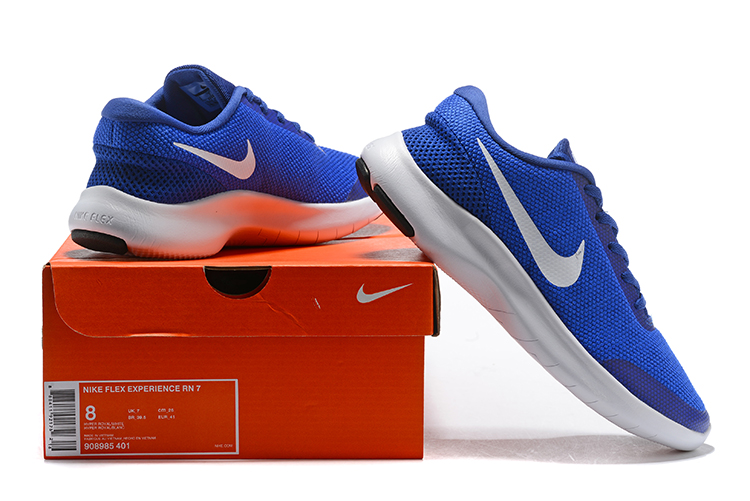Nike Flex Experience RN7 Blue White Shoes - Click Image to Close